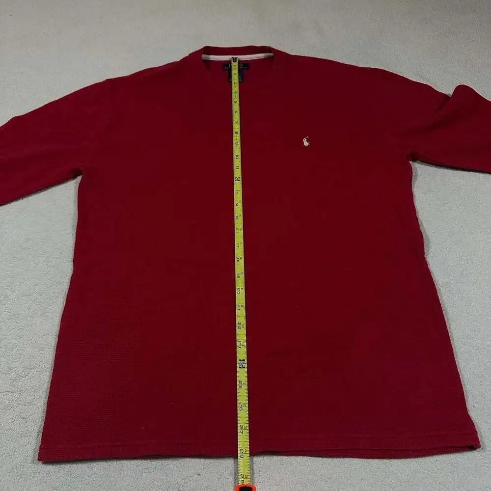 Polo Ralph Lauren XL Red Waffle Thermal Long Sleeve Shirt Pony Logo 100% Cotton